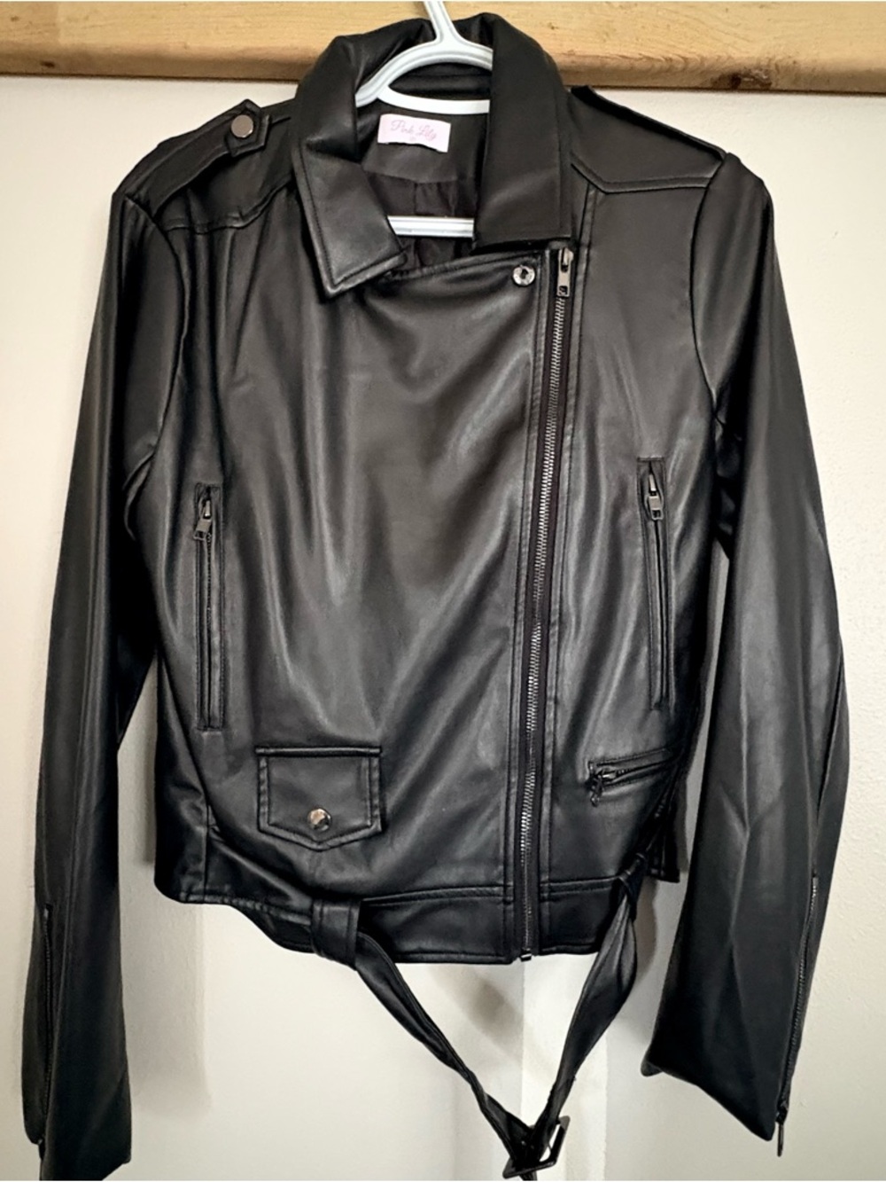 Pink Lily Black Leather Jacket